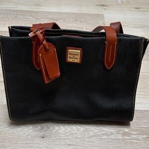 Dooney & Bourke Black and Tan Leather Handbag